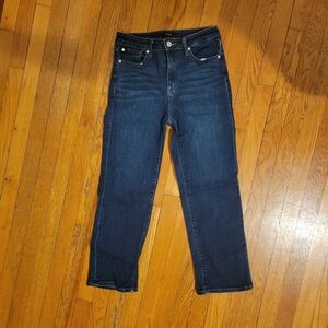 Quince Stretch High Rise Straight Jeans in Midnight Blue Size 27 Inseam 25in